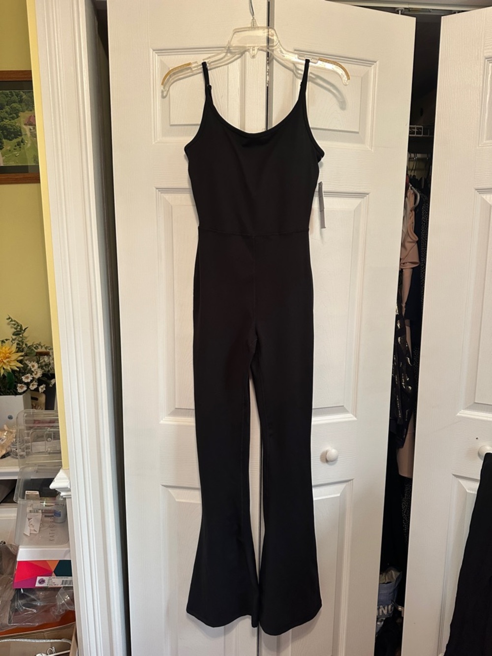 Yogalicious Black Spaghetti-Strap Flared Jumpsuit - Picture 5 of 7